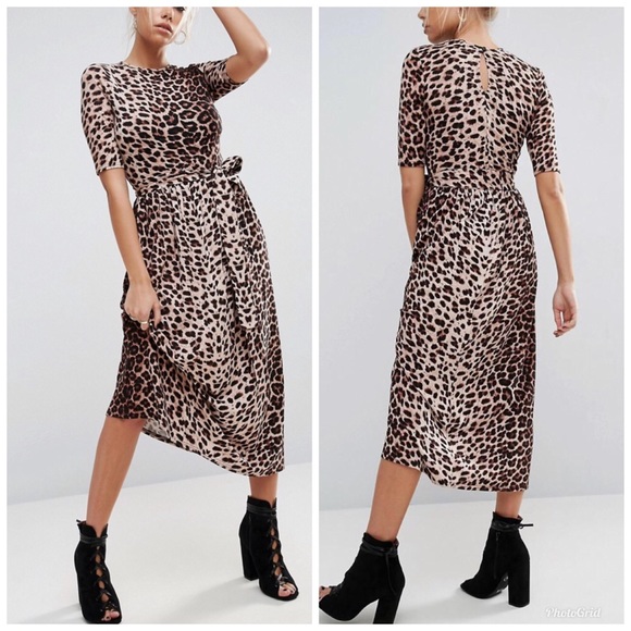 asos leopard midi dress
